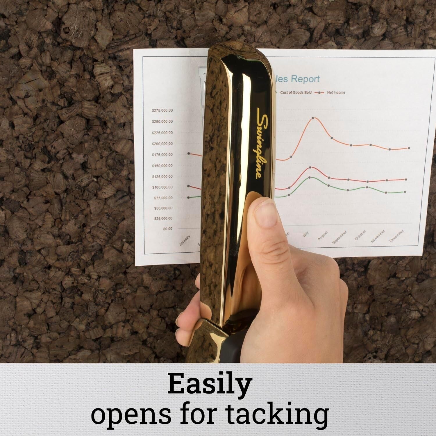 Elegant Gold Metallic Stapler - Heavy-Duty, 30 Sheet, Perfect for Office Use