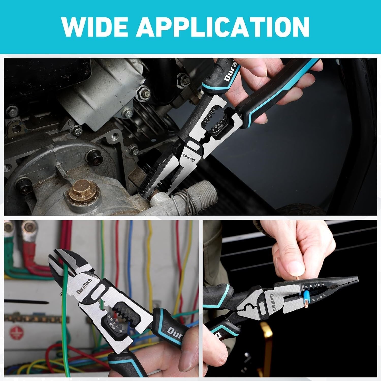 Ergonomic 3-Piece Pliers Set: 8.5" Lineman, Long Nose, and Diagonal Cutters