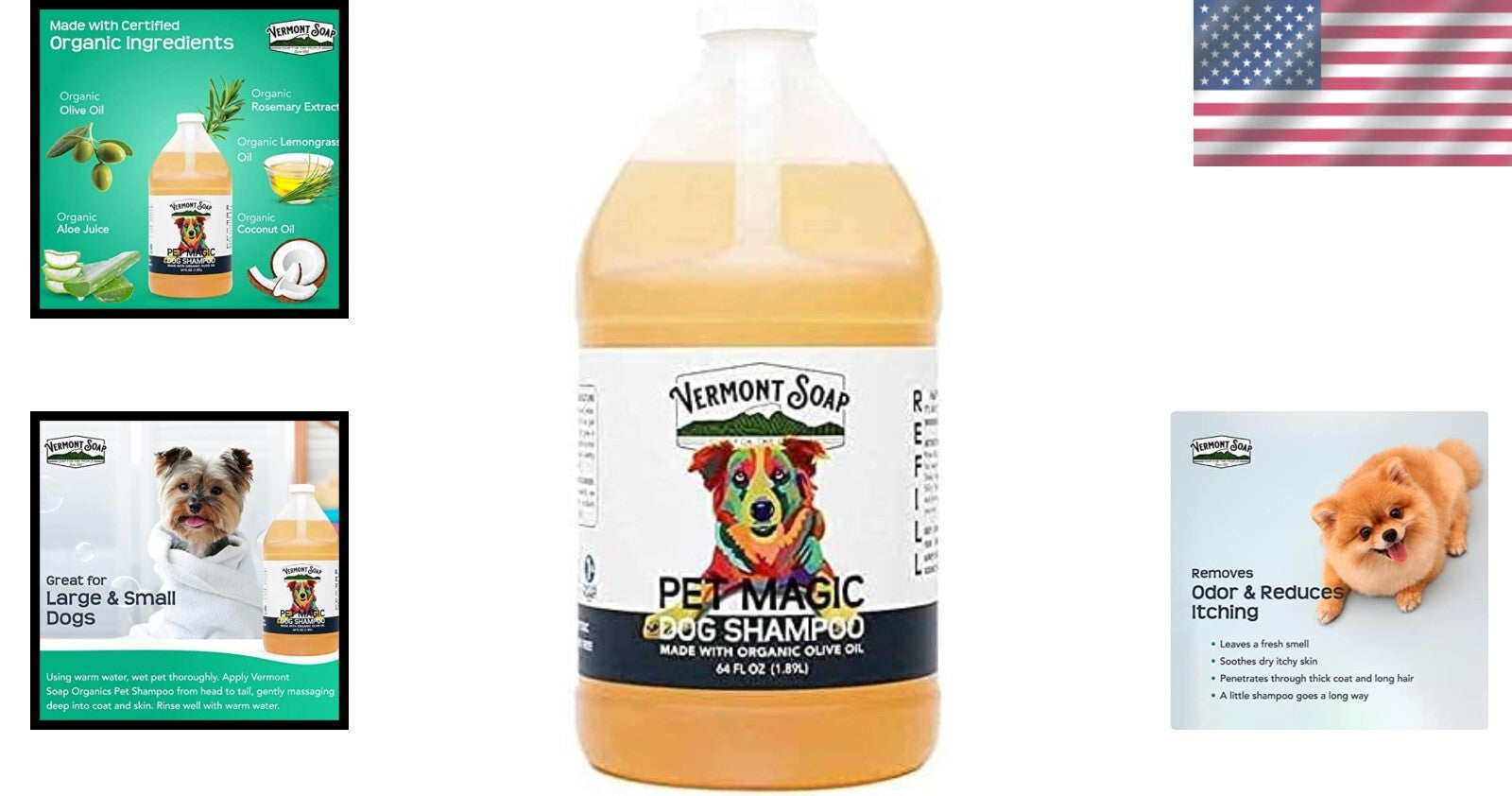 Gentle Organic Dog Shampoo with Olive Oil & Coconut for Sensitive Skin - 64oz