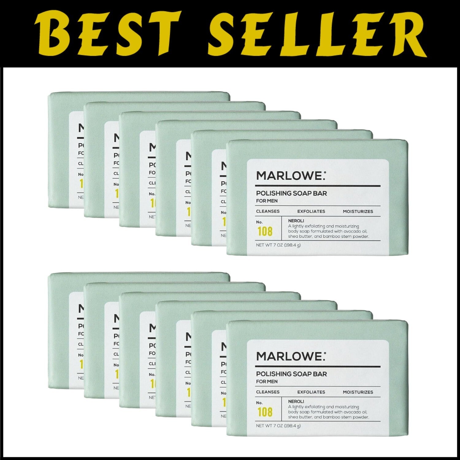 7oz Exfoliating & Cleansing Bar Soap for Men - 12 Pack with Natural Ingredients