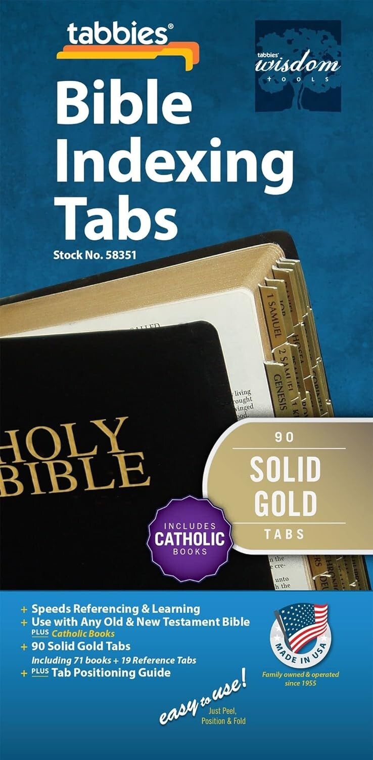 90 Durable Gold Plastic Tabs for Old & New Testament - Beautiful Bible Organizer