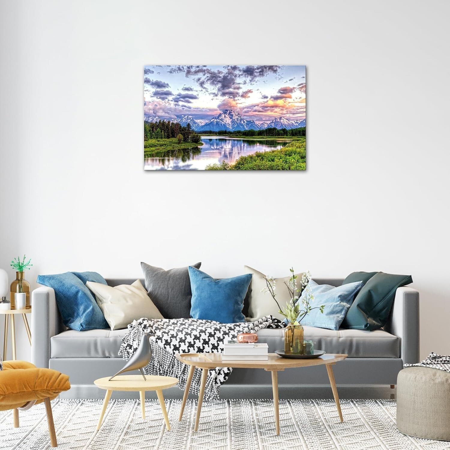 Breathtaking Oxbow Bend National Park Art - 16x24 Framed Canvas for Your Home
