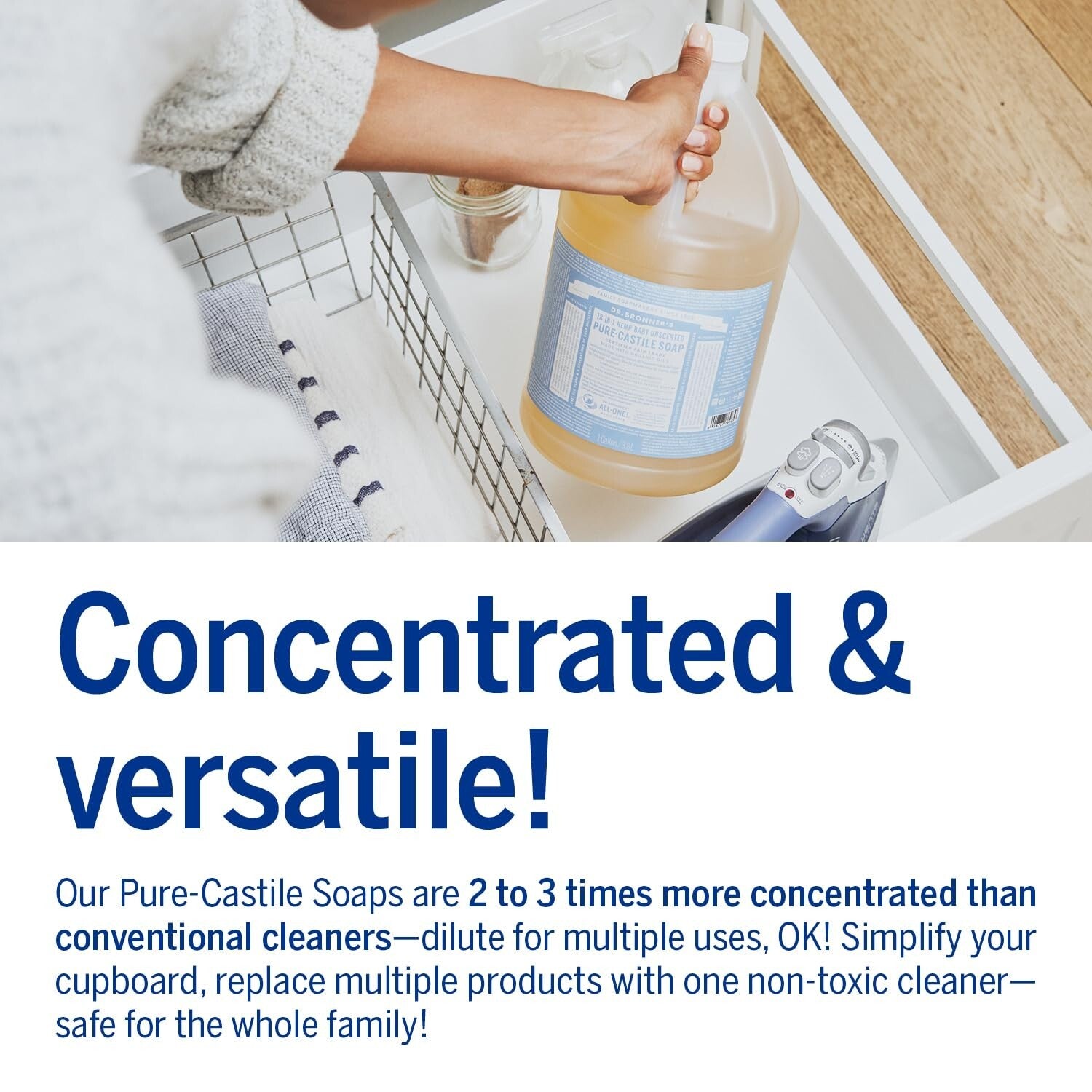 Biodegradable 1 Gallon Vegan Castile Soap - Unscented, Eco-Friendly & Versatile