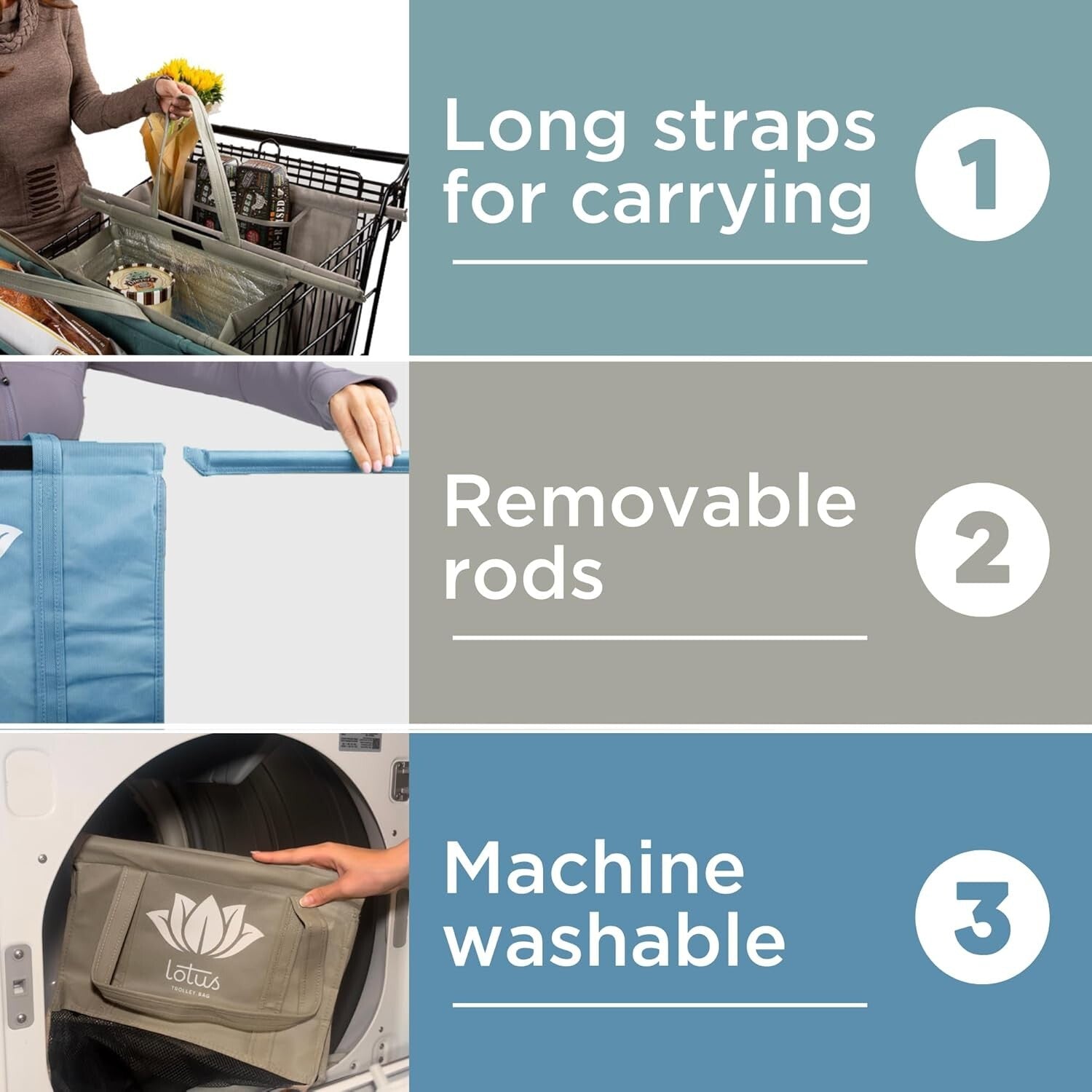 Set of 4 Reusable Grocery Bags with Insulated Cooler & Egg Holder – Earth Tones