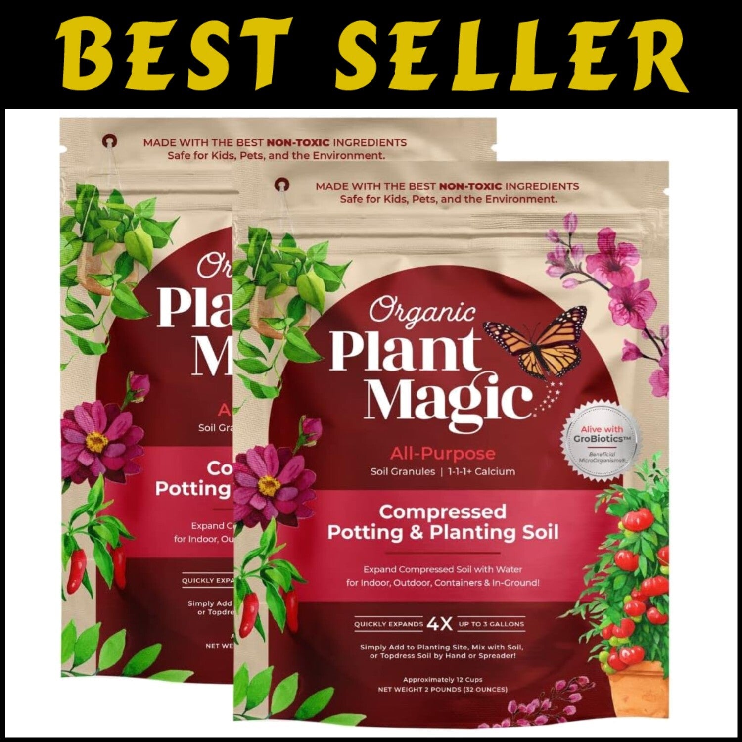 Easy Mix Organic Compressed Soil - Expands to 3 Gallons, Perfect for All Plants