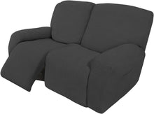 Load image into Gallery viewer, Dark Gray 6-Piece Recliner Loveseat Slipcover - Soft Stretch Sofa Protector