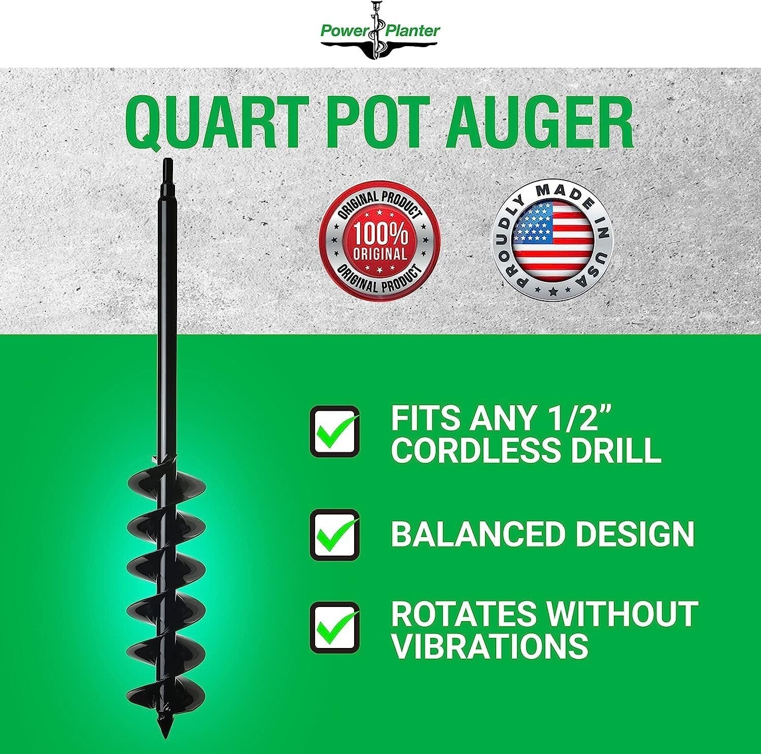 Heavy Duty 5" x 28" Planting Auger with Steel Shafts - Perfect for 3 Gallon Pots