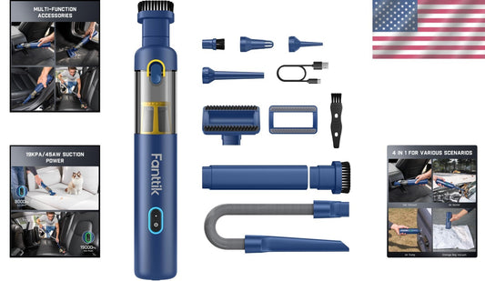 Compact 4-in-1 Handheld Vacuum with Type-C Charging - Ideal for Car and Office