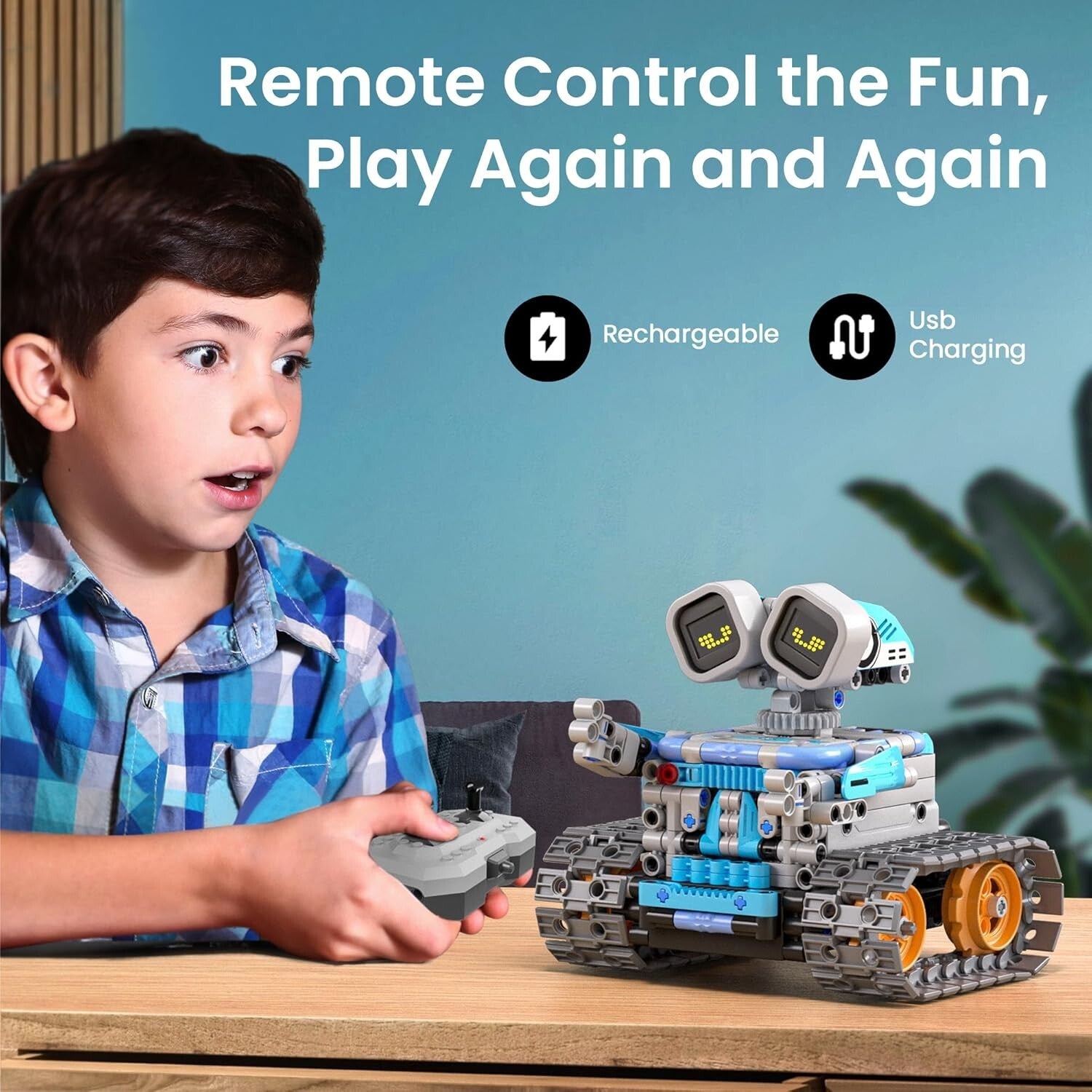 5-in-1 Robot Building Kit with Remote Control - STEM Gift for Boys Aged 8-12