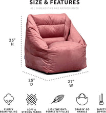 Load image into Gallery viewer, Luxurious Toasted Mauve Bean Bag Chair and Pouf - Youth-Friendly Comfort
