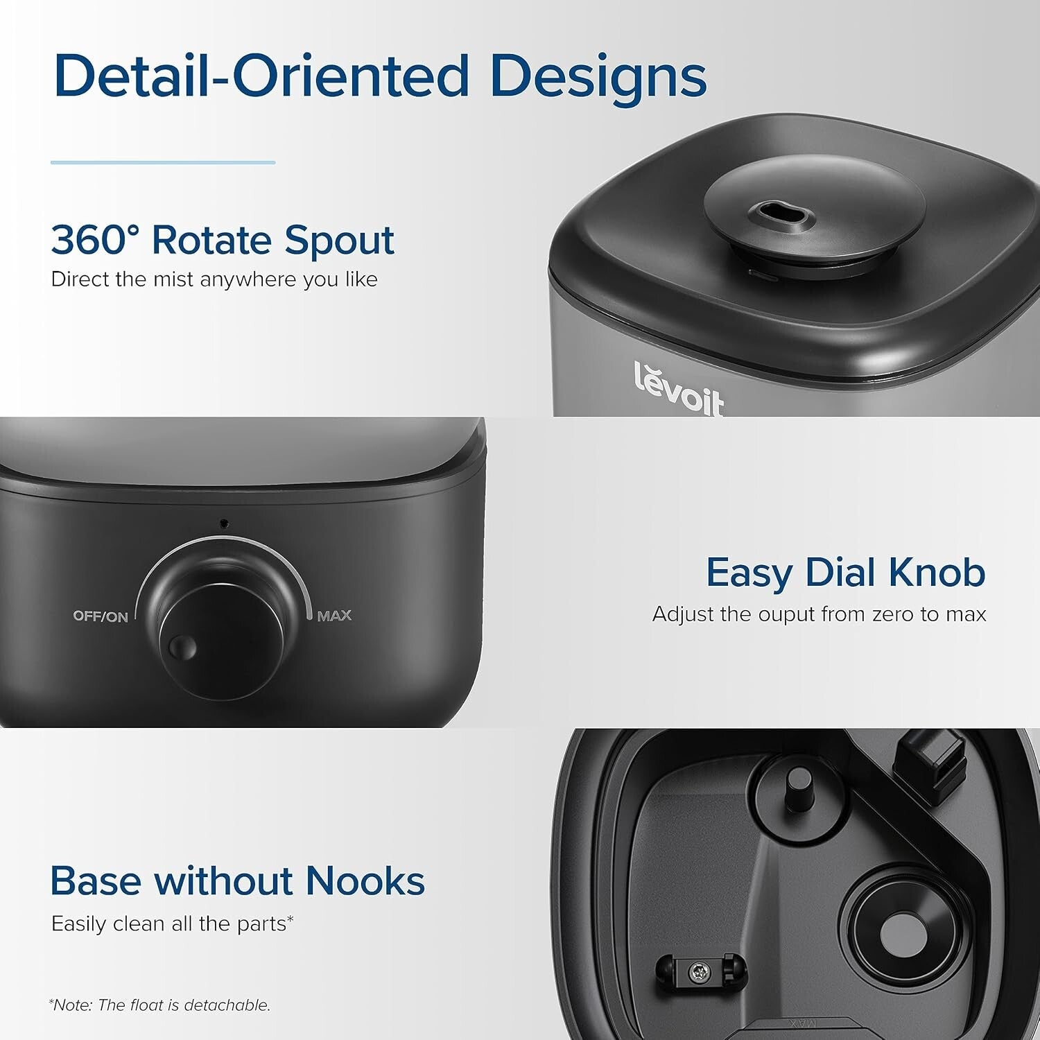 Whisper-Quiet 2.5L Ultrasonic Humidifier with 360° Nozzle - Perfect for Home