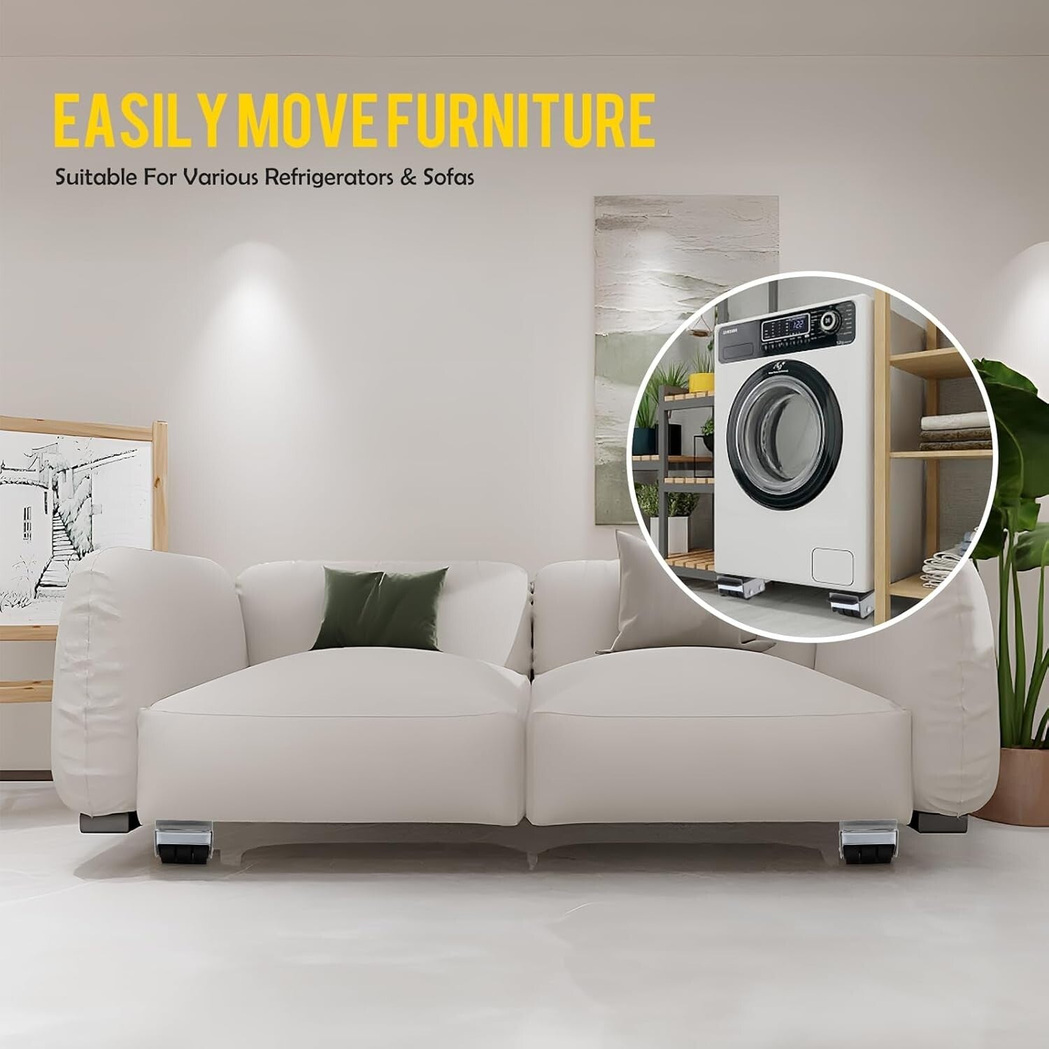 Durable 6 Pcs Appliance Rollers with Brake - Effortless Moving for Up to 660 lbs