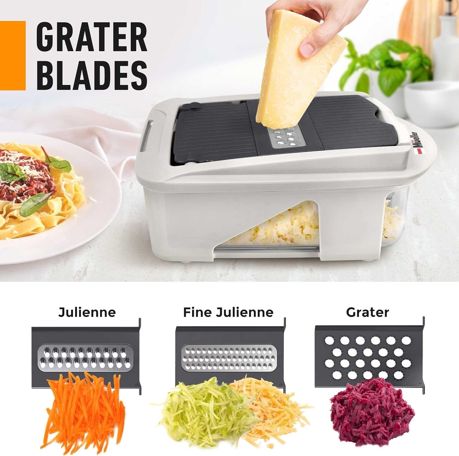Efficient 12-Blade Mandoline Slicer with Food Container & Holder - Easy Cleanup