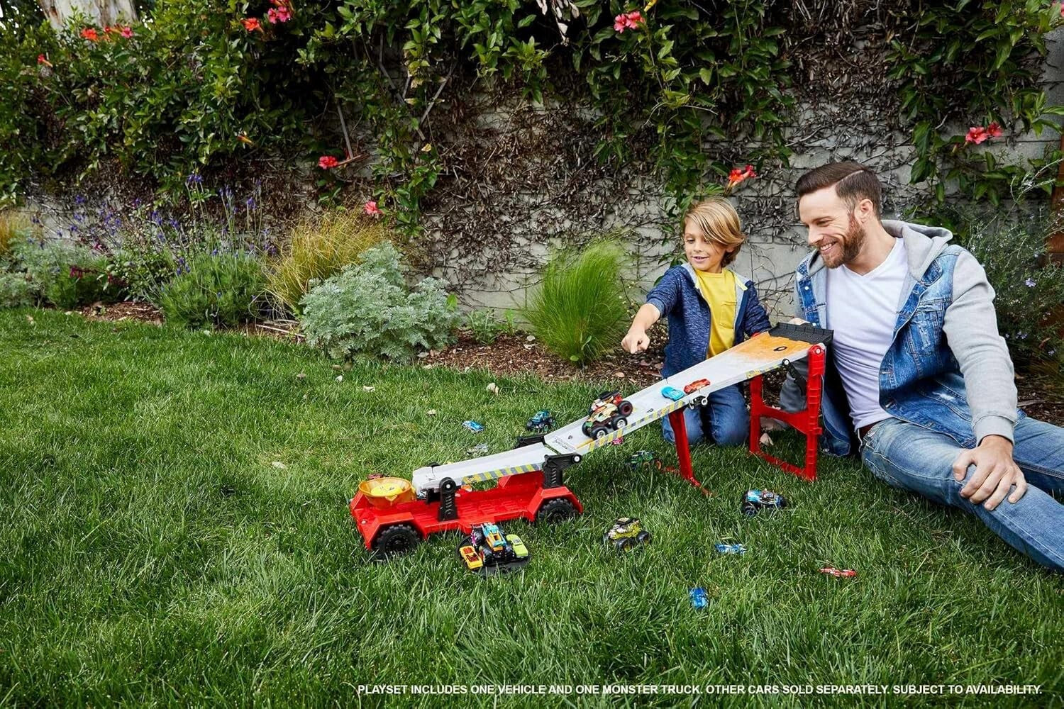 Exciting Monster Truck Racing Playset - 1:64 Scale with Trophy Cup & Transporter