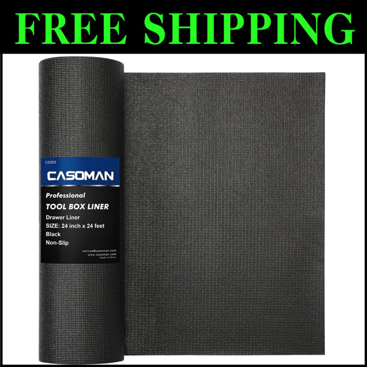 Durable Adjustable Toolbox Drawer Liner, 24" Wide x 24 Feet Long - Black Rubber
