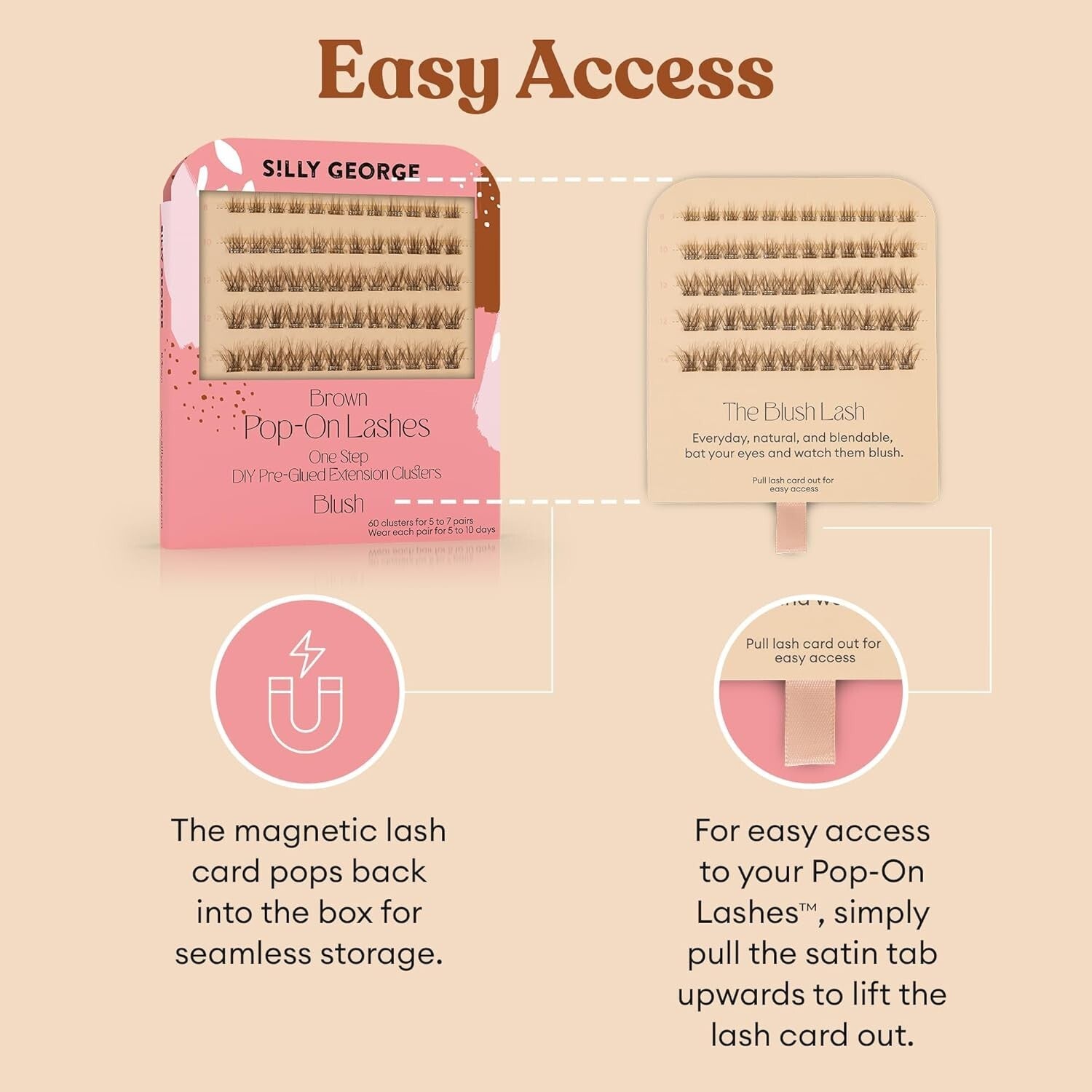 Effortless 5-10 Day Wear Brown Pop-On Lash Clusters - 60 Count, Cruelty-Free