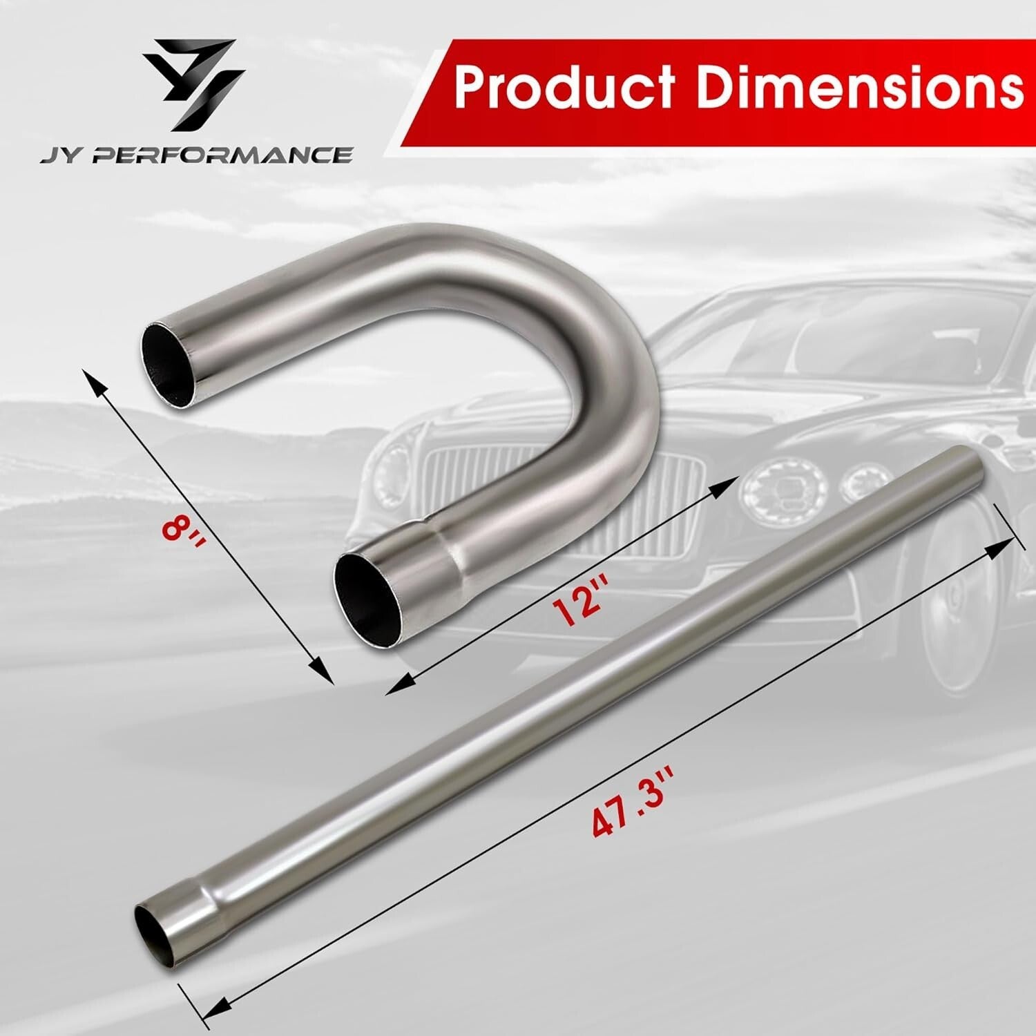 Universal 2.5'' Exhaust Kit with Mandrel Bends - 8PCS Corrosion-Resistant Tubing