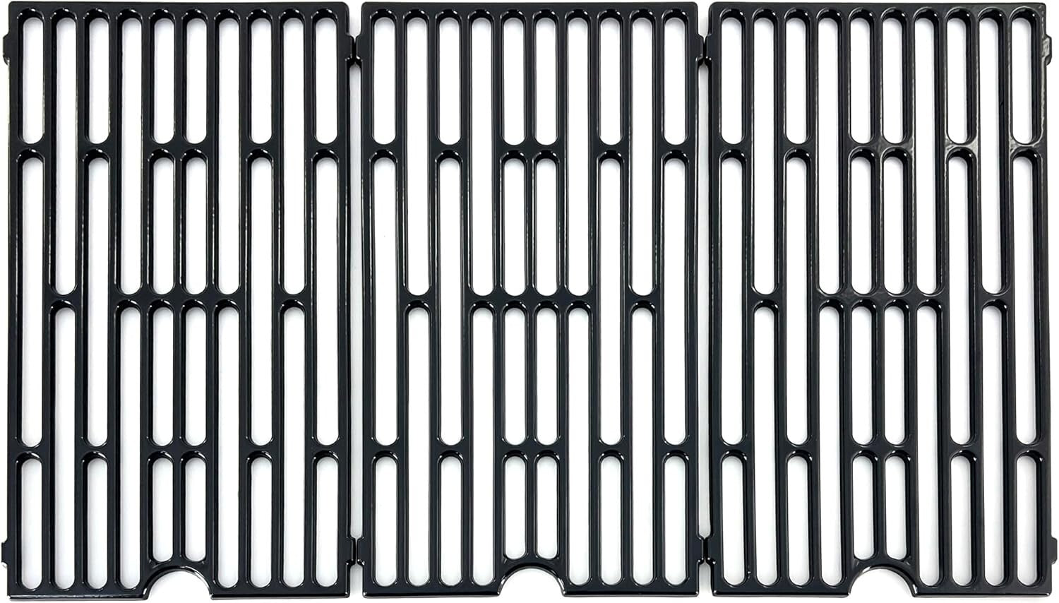 Heavy Duty 16 7/16" x 9 1/16" Grill Grates - Polished Porcelain Cast Iron Set