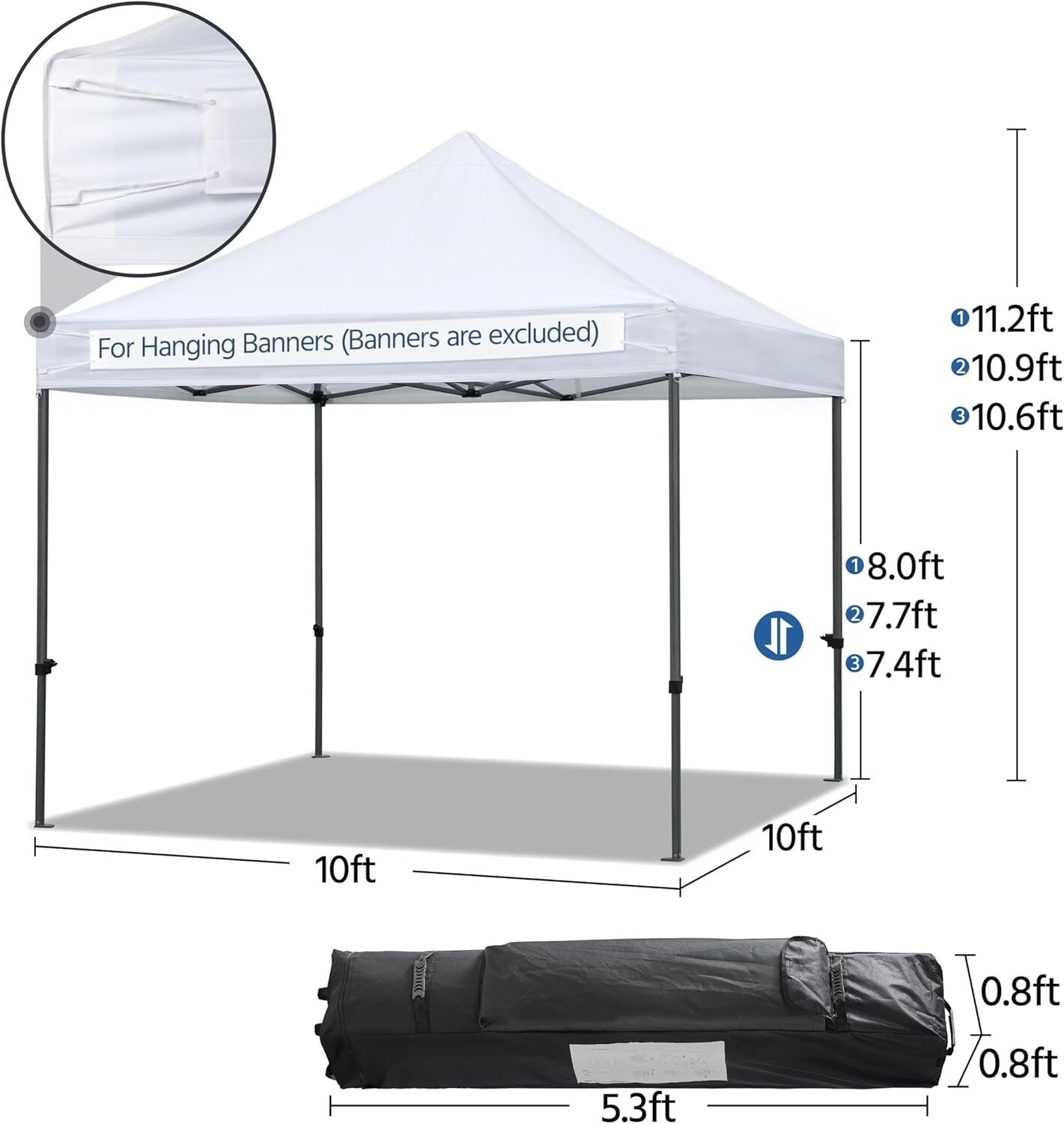 Commercial Heavy Duty Canopy Tent 10x10 - Waterproof & Adjustable with Sandbags
