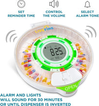 Load image into Gallery viewer, User-Friendly Pill Dispenser with 28-Day Capacity &amp; Adjustable Alert Settings