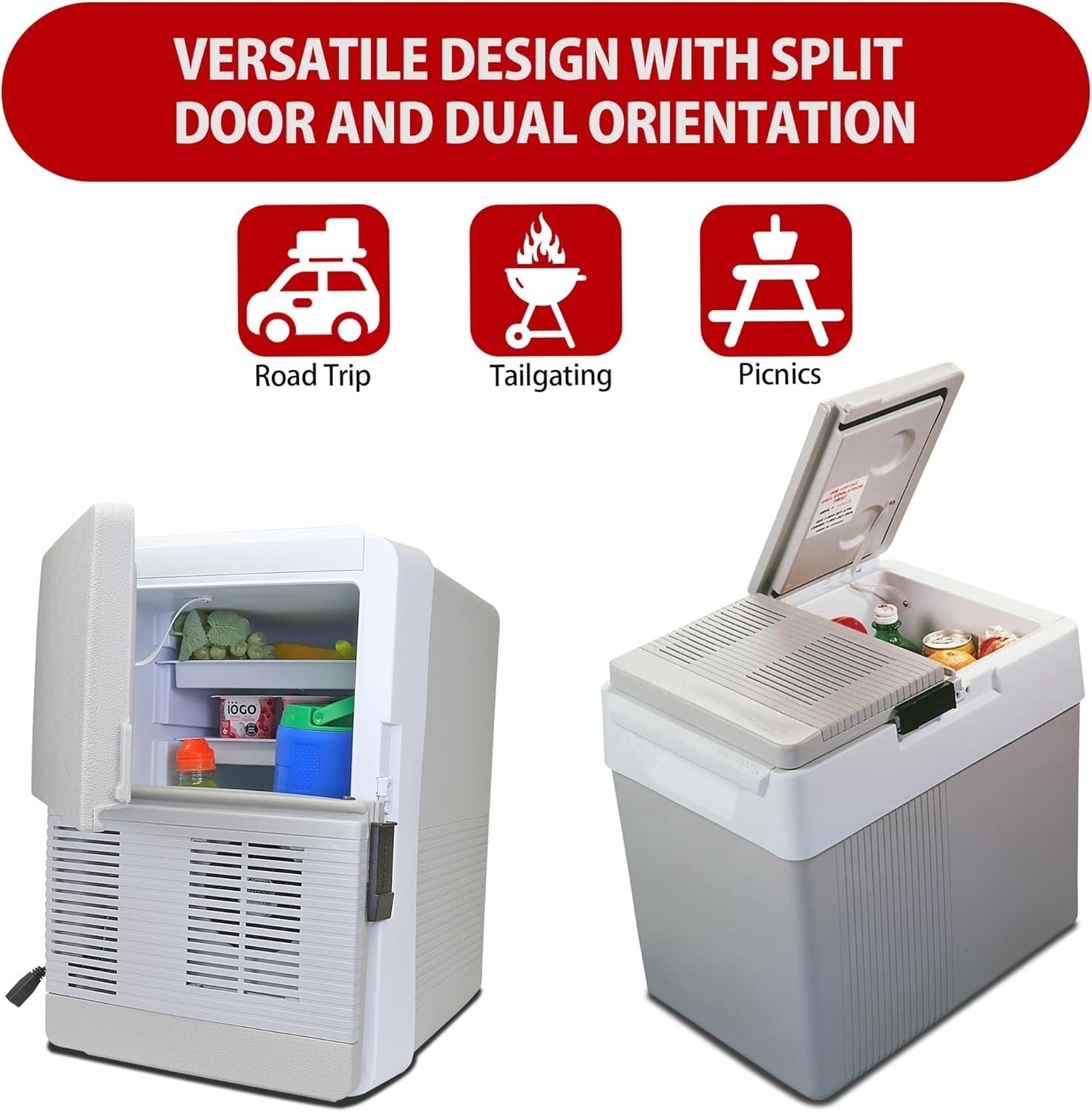 33 qt Electric Cooler/Warm with Split Lid Design – Ideal for Picnics & Camping