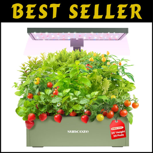 Complete 20-Pod Hydroponic Garden with LED Grow Light & Timer Functions