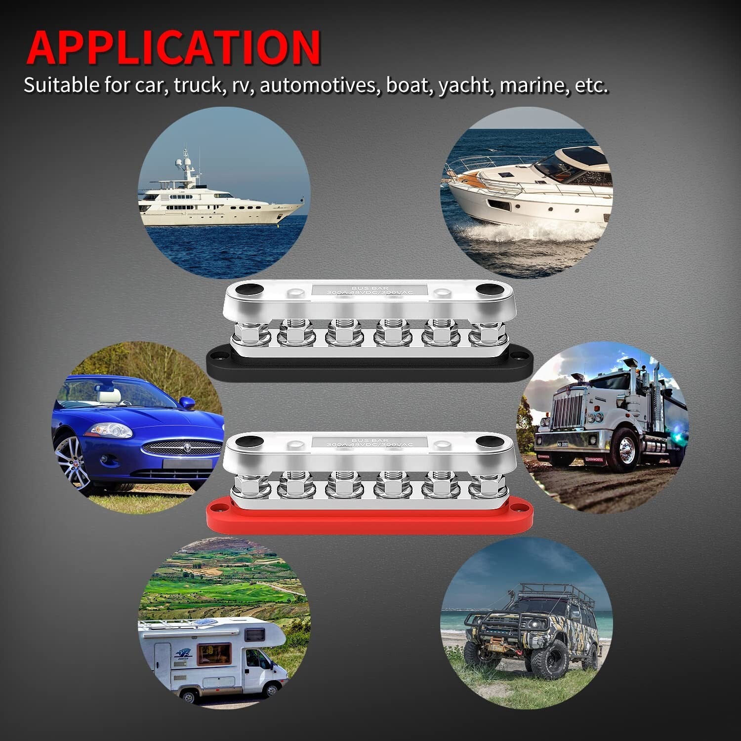 12V Bus Bar Terminal Block – 300A Distribution with Versatile Installation Cover