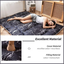 Load image into Gallery viewer, Compact and Durable Full Size Black Marble Futon Mattress for Guests &amp; Camping
