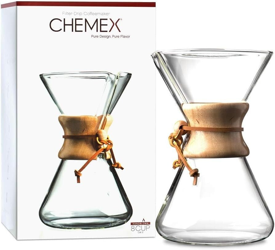 Elegant 8-Cup Hand-Blown Pour-Over Glass Coffee Maker - Artisan Design