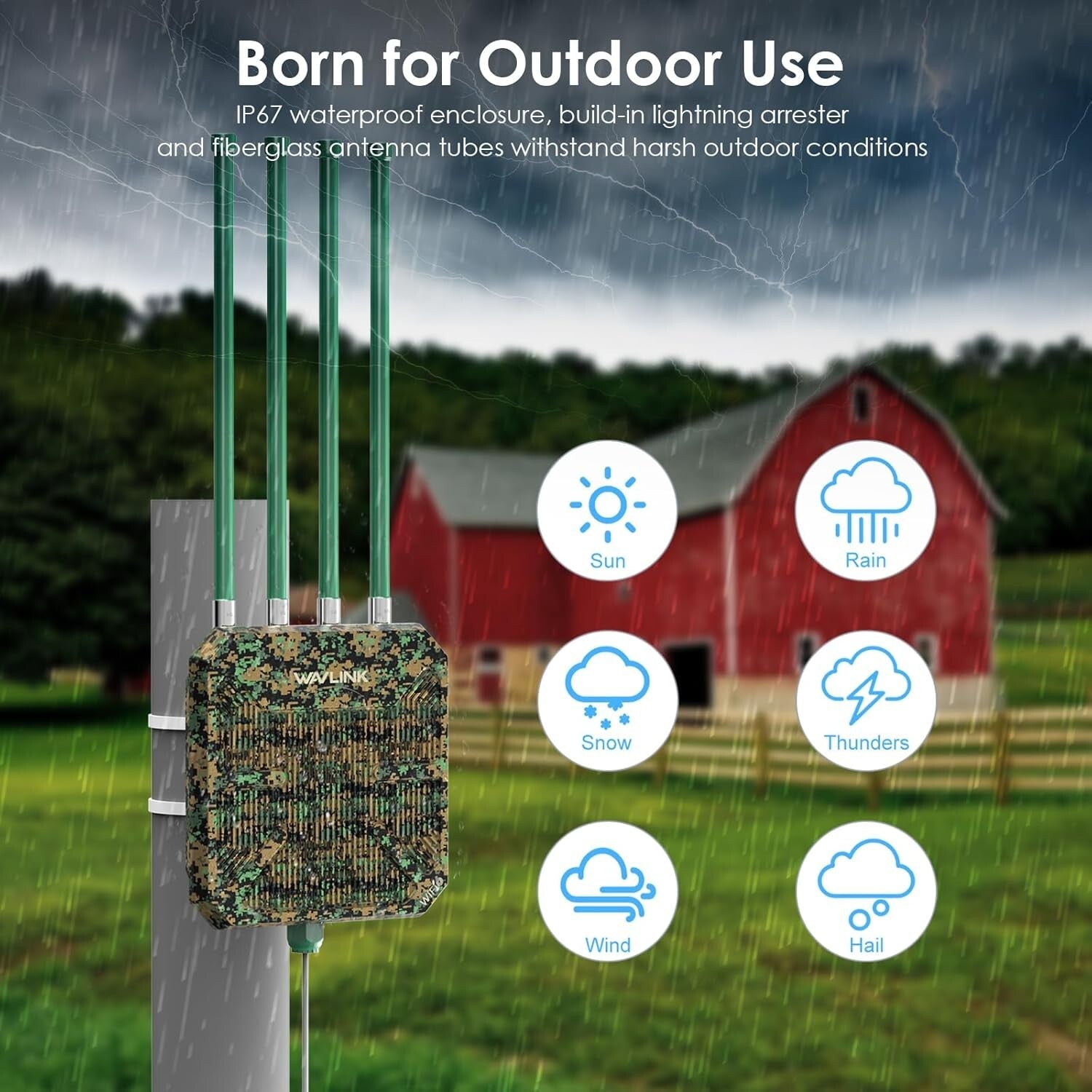 High-Speed AX3000 WiFi 6 Extender with 4x8dBi Antennas for Outdoor Connectivity