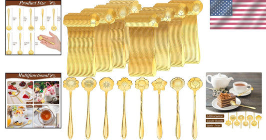160 Pcs Gold Flower Teaspoons - Elegant Stainless Steel Party Tableware