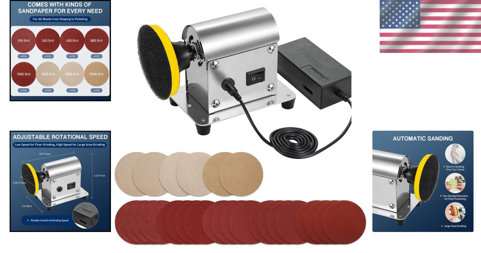 Versatile Electric Sander for Resin with Adjustable Speed & Multi-Surface Uses