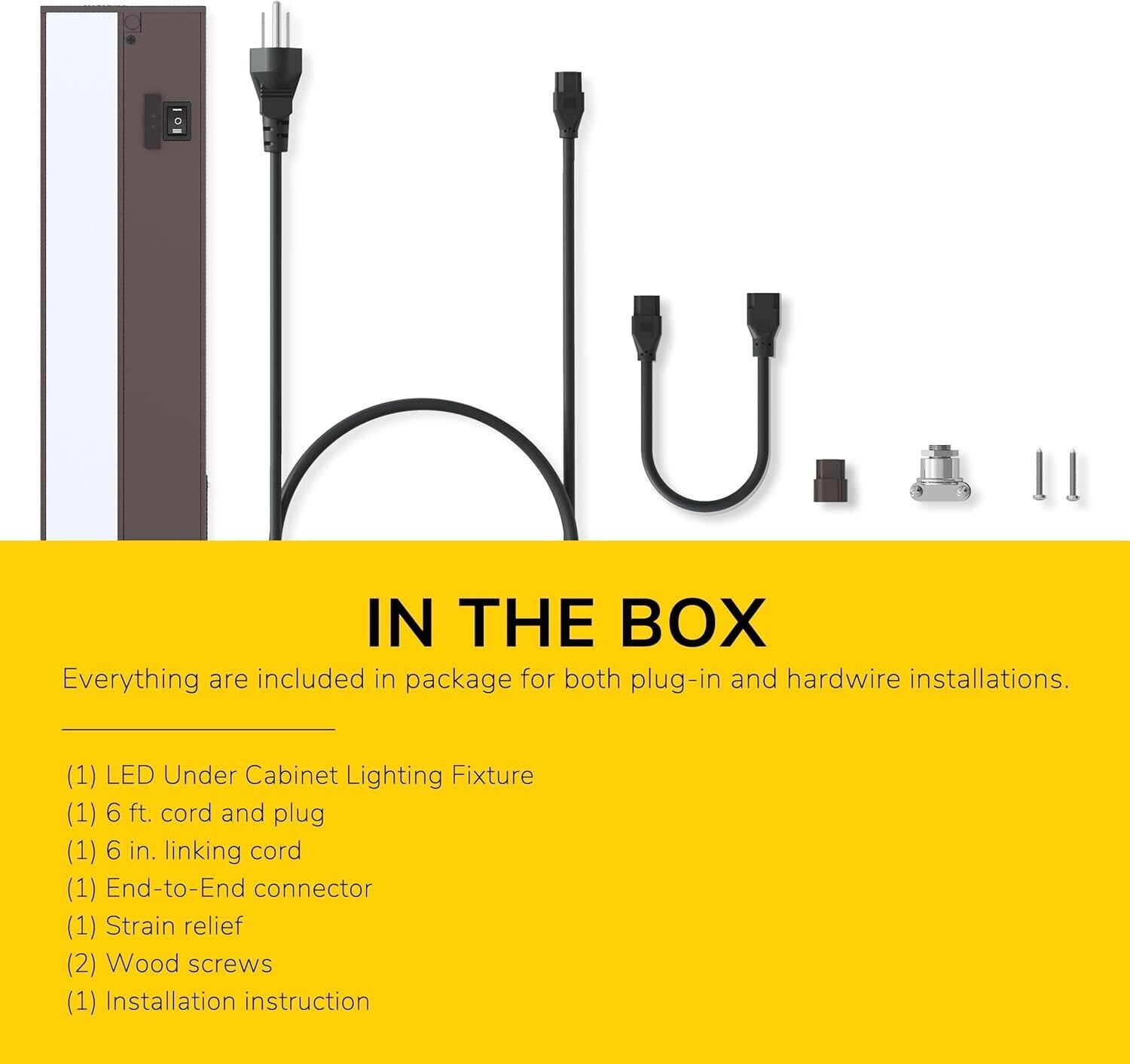 24-Inch Dimmable LED Under Cabinet Lighting in Bronze with 3 Color Settings