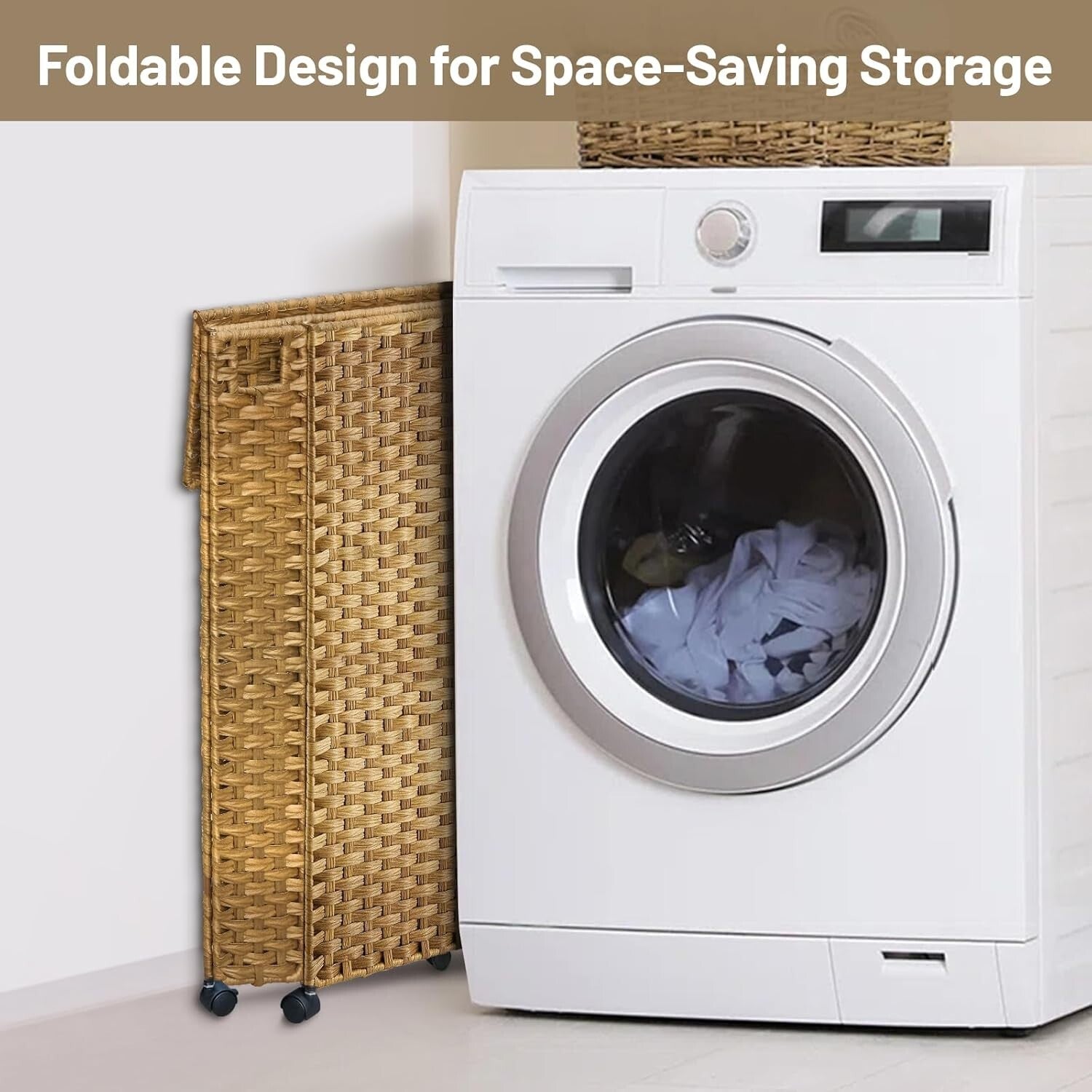 Foldable Wheeled Laundry Hamper with 3 Mesh Bags – Perfect for Delicates