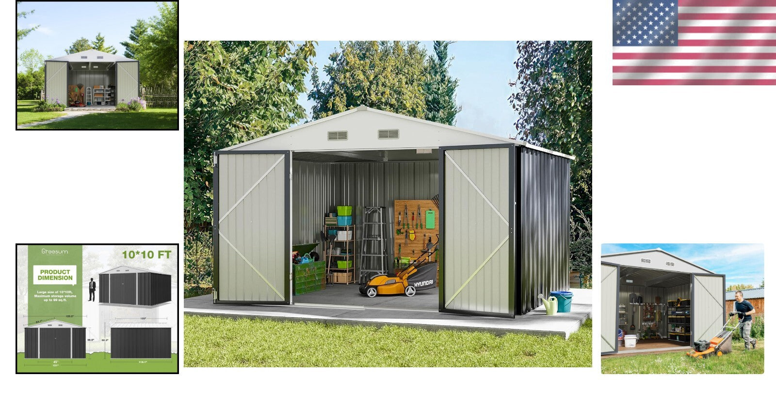 Galvanized Steel Utility Storage Shed 10' x 10' - Versatile Backyard Solution