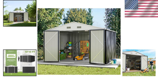Galvanized Steel Utility Storage Shed 10' x 10' - Versatile Backyard Solution