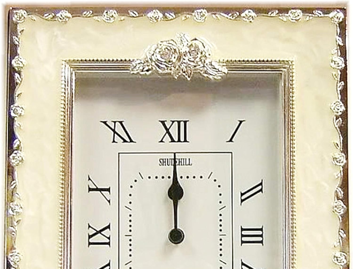 Beautiful Free-Standing 25th Anniversary Quartz Clock - Silver Floral Design