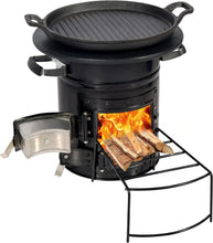 Load image into Gallery viewer, Charcoal Rocket Stove with Baking Tray and Carry Bag for Camping Adventures