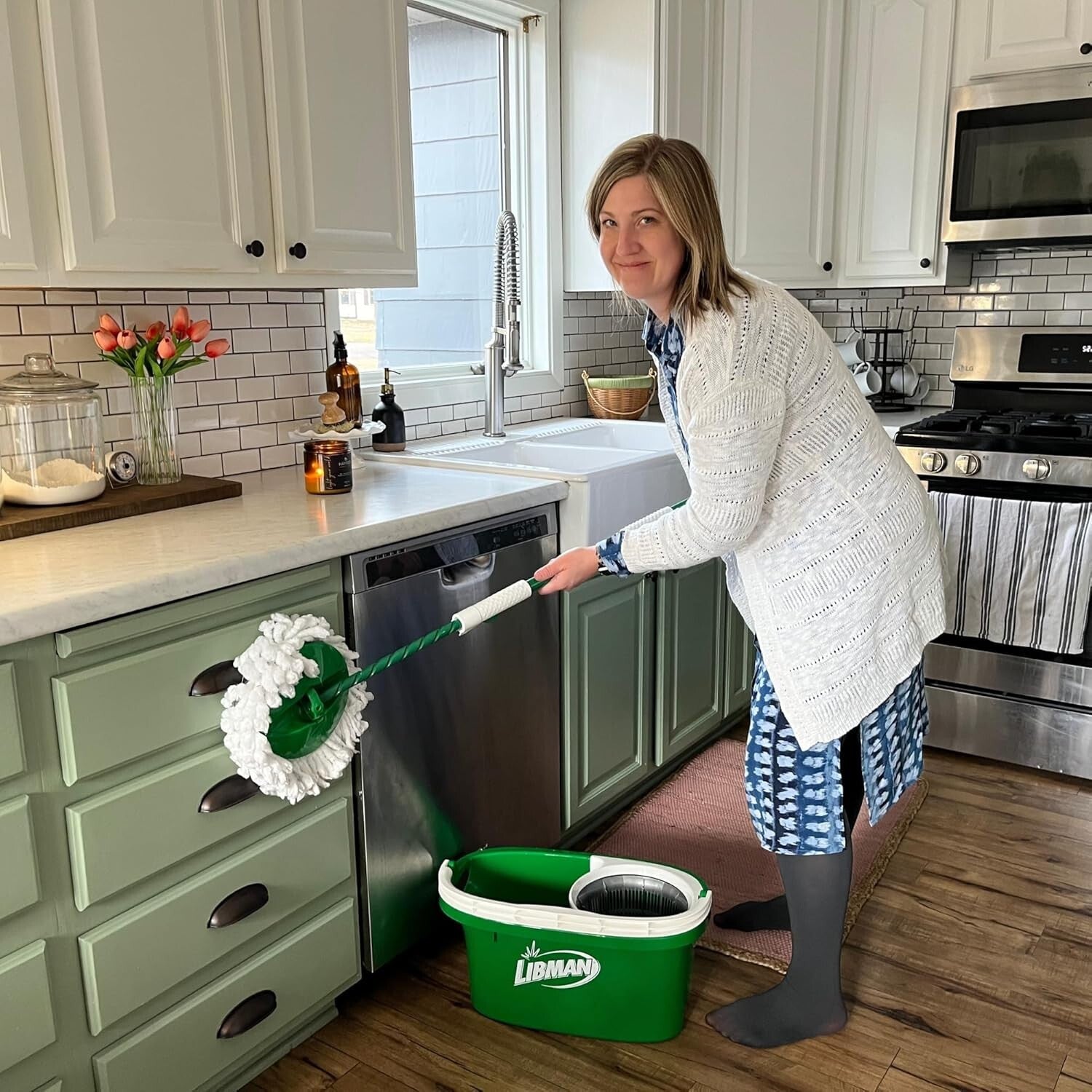 Effortless Tornado Spin Mop System with 2 Extra Mop Heads & User-Friendly Bucket