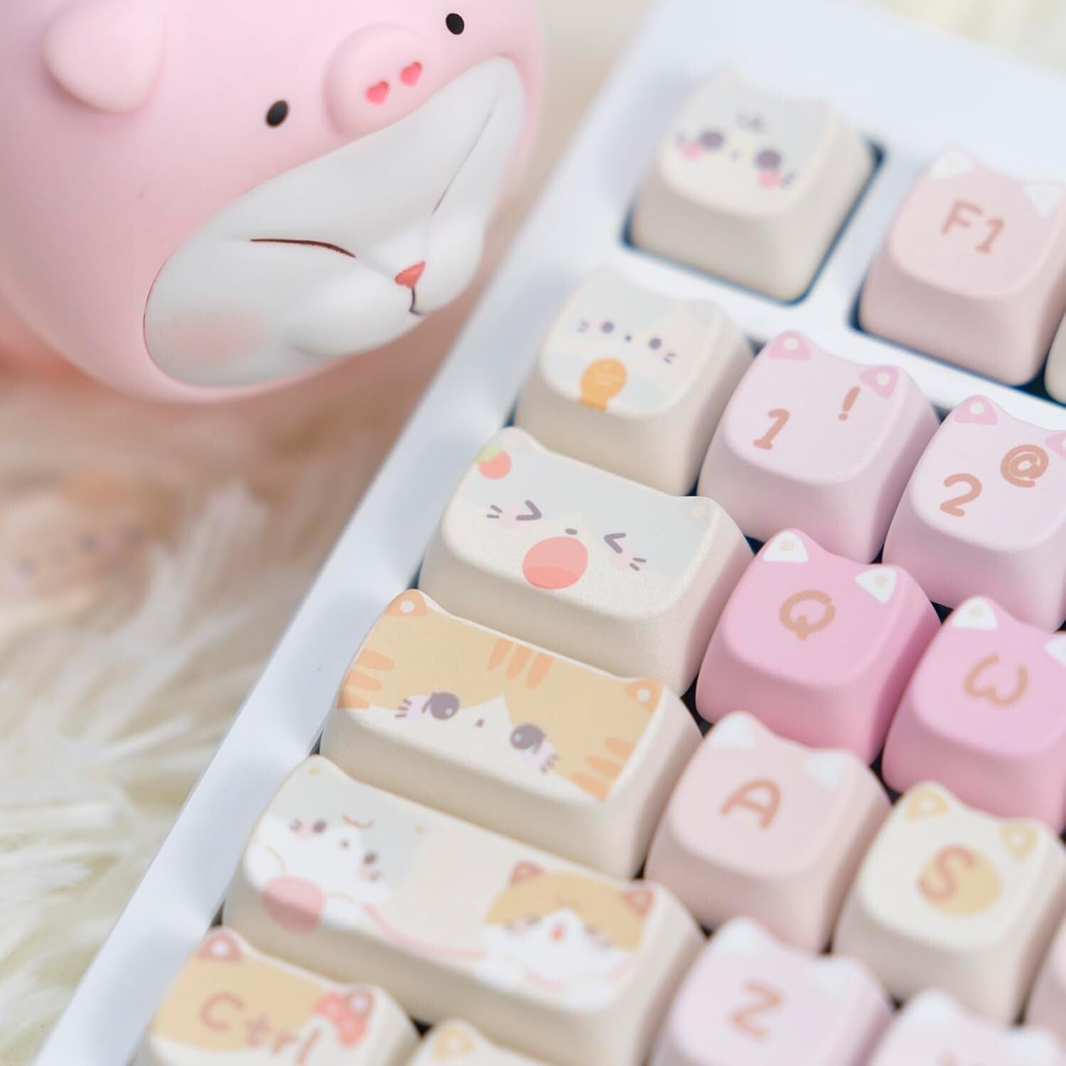 Cute and Ergonomic Meow Meow Squad Keycap Set - Fits Most Mechanical Keyboards