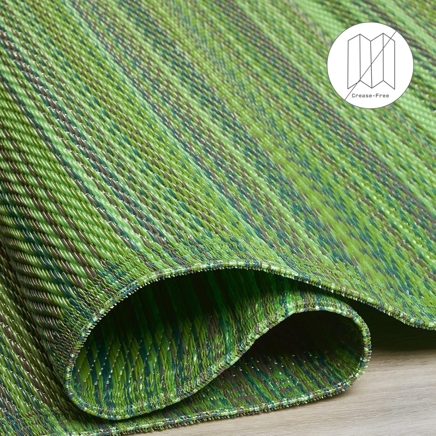 Eco-Friendly Cancun Green Outdoor Rug - Striped & Stain Resistant - 4x6 ft