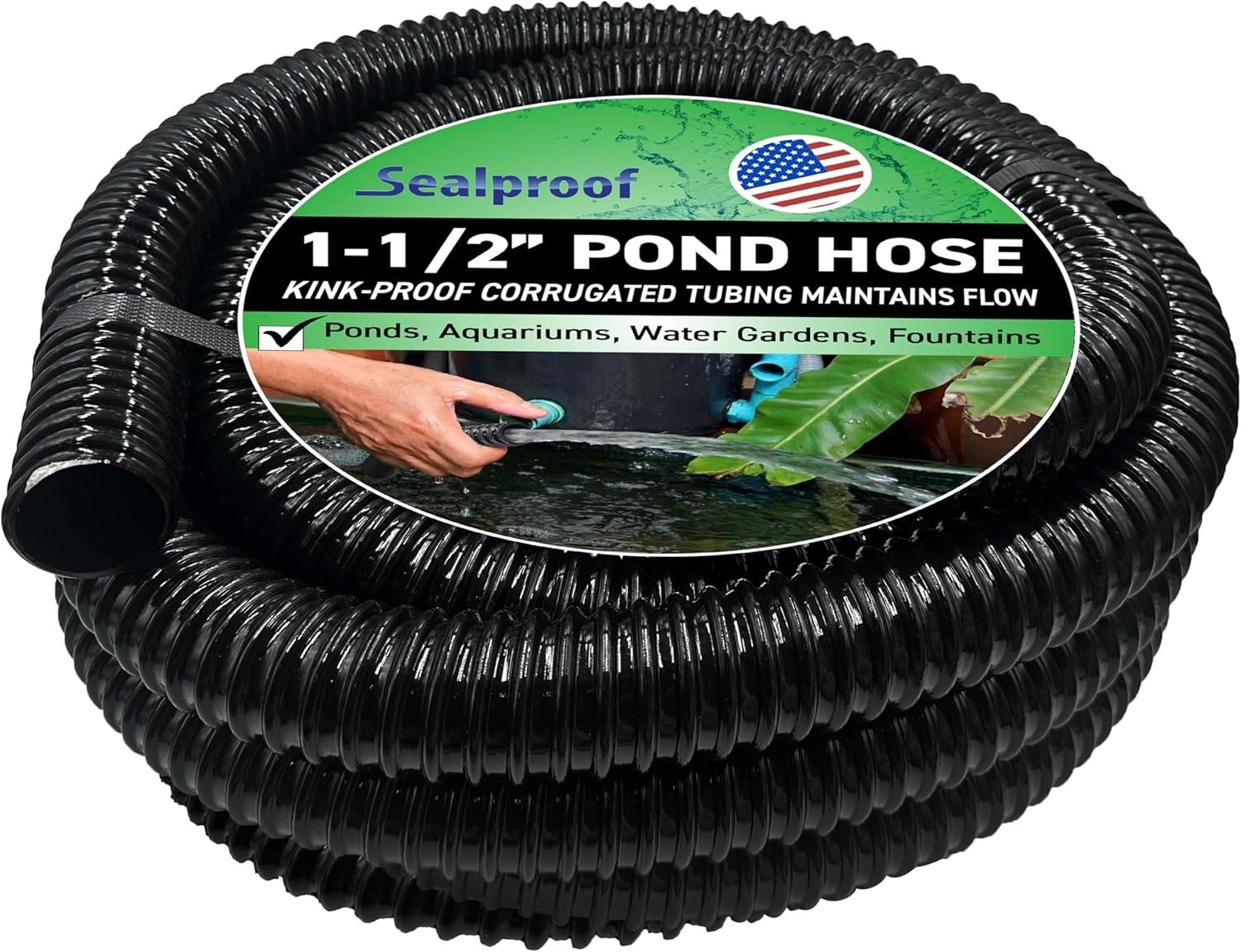 Durable 20FT Black Corrugated PVC Tubing - 1.5-Inch Diameter for Aquaculture