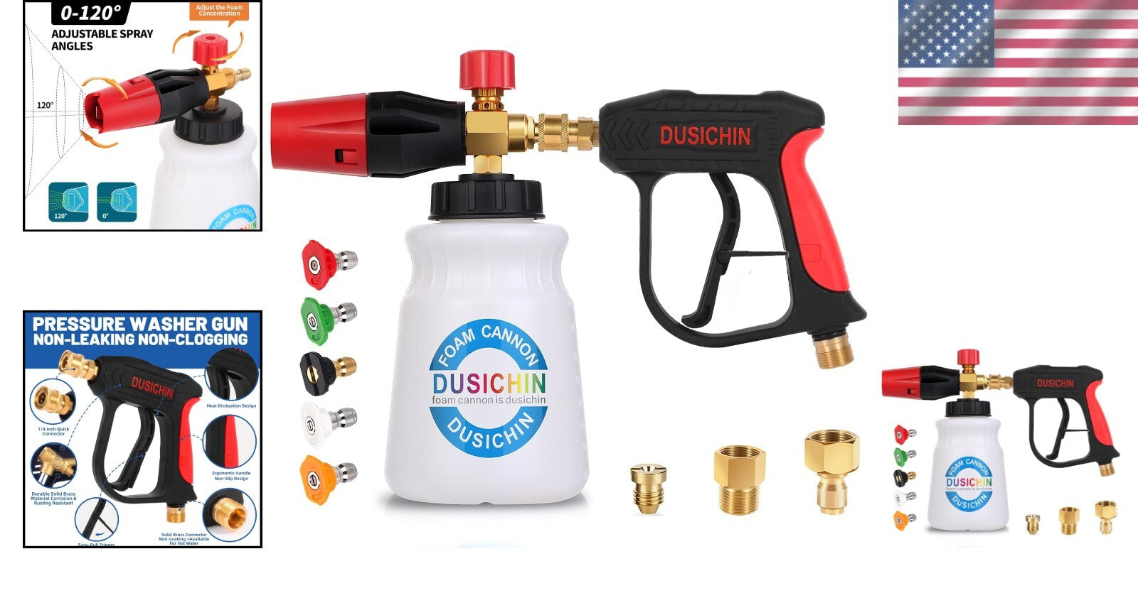 5 Nozzle Adjustable Foam Cannon for Pressure Washers - Enhanced Jet Cleaning