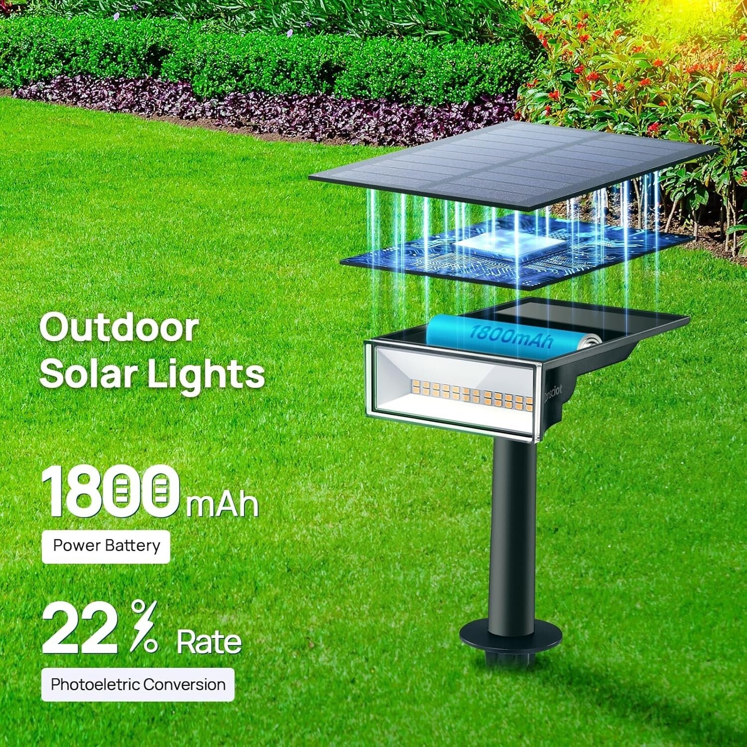 Durable Solar Powered Spotlights - 8 Pack of Adjustable 3000K Outdoor Lighting