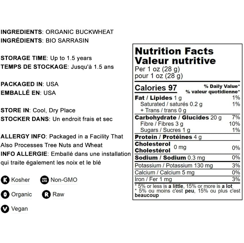 Versatile Organic Buckwheat Groats - 25 Pounds of Healthy Whole Grain Cereal