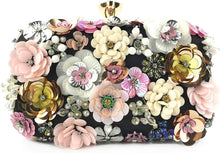 Load image into Gallery viewer, Elegant Evening Clutch with Rhinestone Closure &amp; Floral Detail - Women’s Fashion