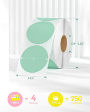Load image into Gallery viewer, Multi-Purpose 2" Circle Color Thermal Sticker Labels - 4500 Self-Adhesive Rolls