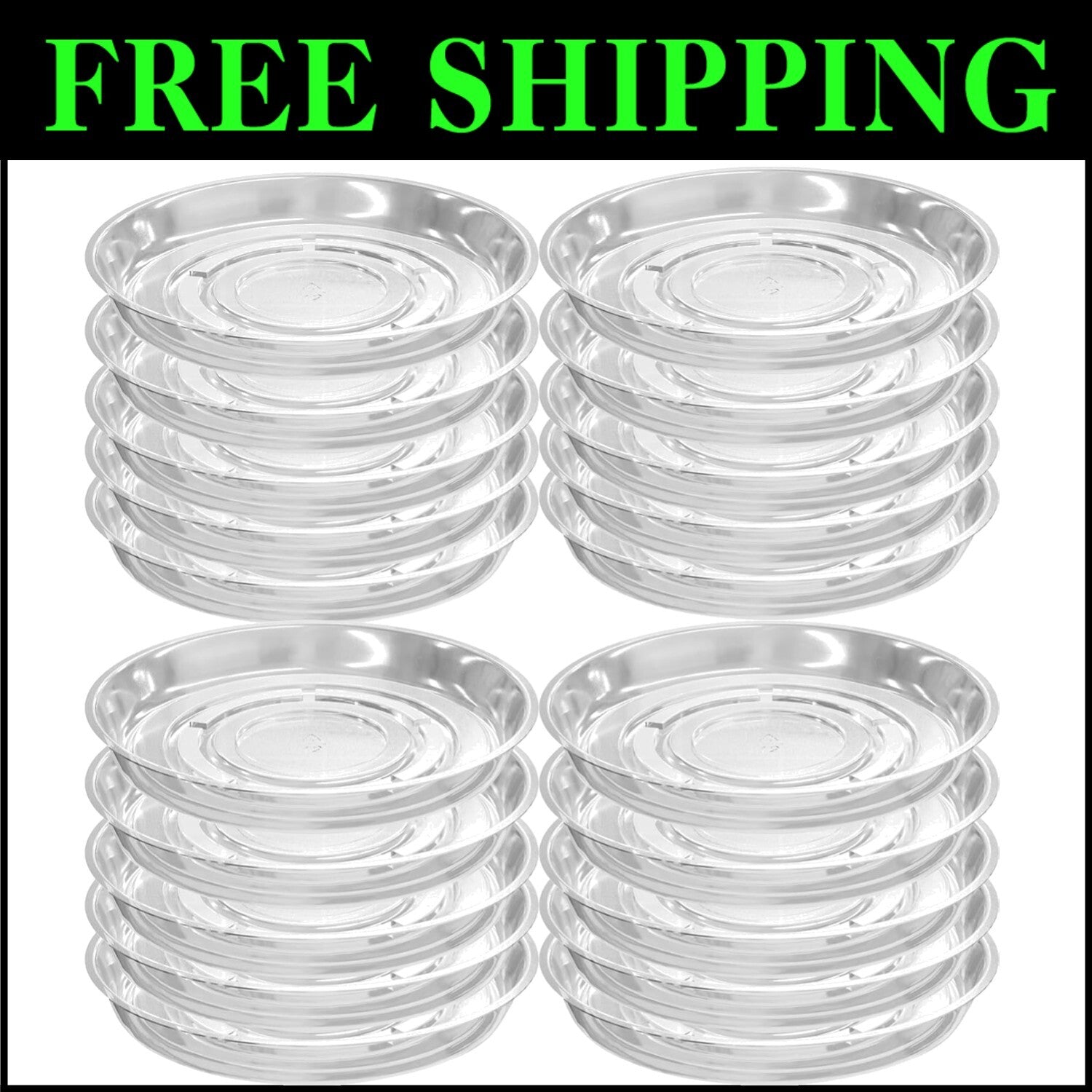 20-Pack Clear Plastic 20-Inch Plant Saucer Trays - Essential for Indoor Plants