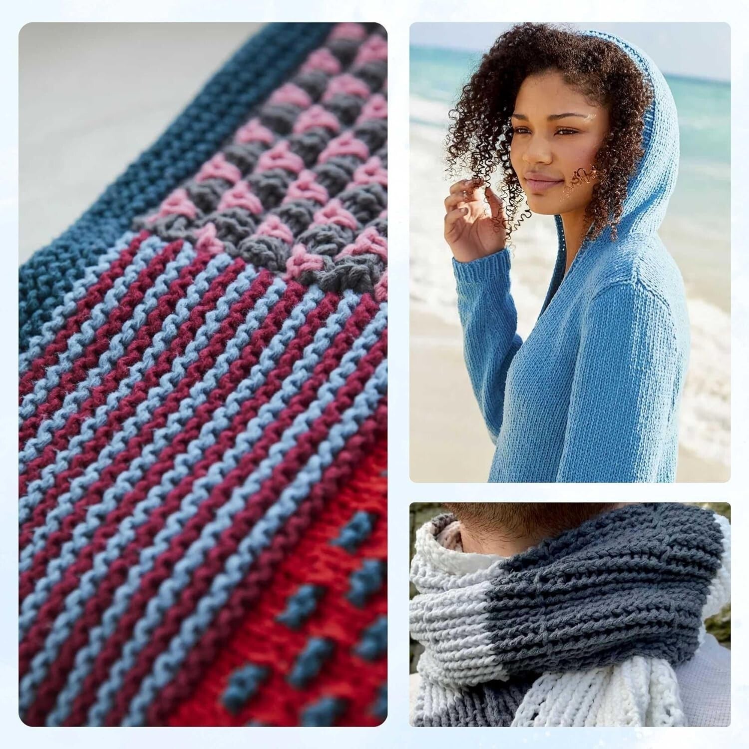 Feels Like Butta Pink Yarn 215-101 - 6 Anti-Split Skeins & Project Bag Included