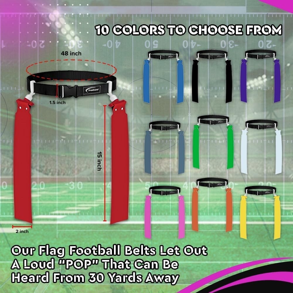 Heavy-Duty Flag Football Set for 10 Players - Includes Red and Yellow Flags